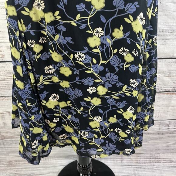 JM Collection Skirt size 10 Petite Black Purple Green Floral Midi A Line Modest - Picture 5 of 11